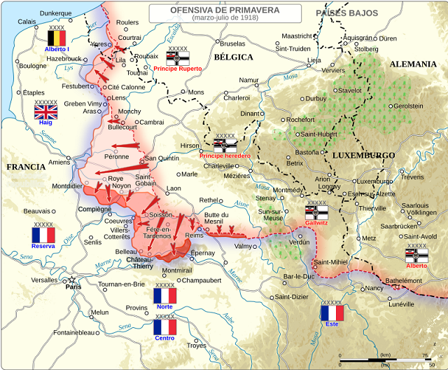 De la ofensiva alemana de primavera a la decisiva victoria aliada en Amiens